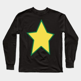 Yellow Star Green Out Line Graphic Long Sleeve T-Shirt